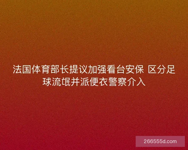 法国体育部长提议加强看台安保 区分足球流氓并派便衣警察介入
